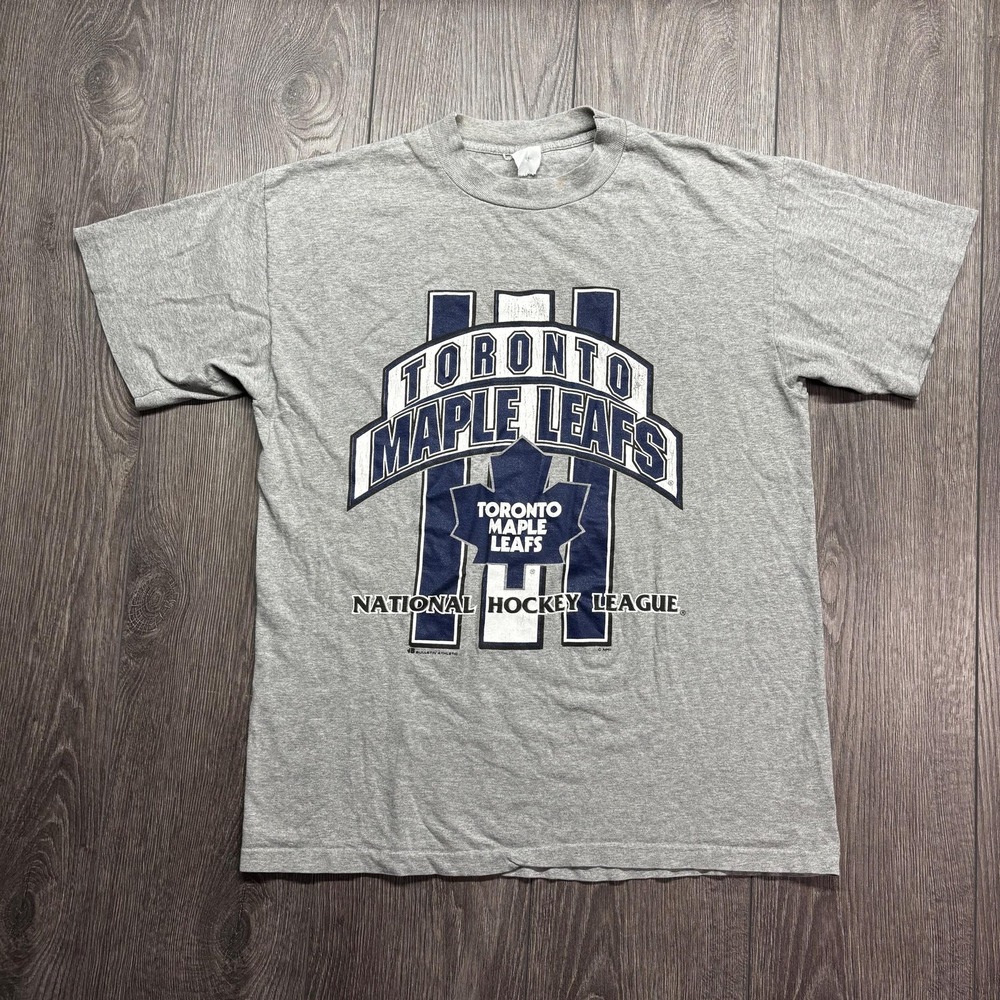 Vintage Toronto Maple Leafs NHL 1990s Grey T Shirt Medium Single Stitch